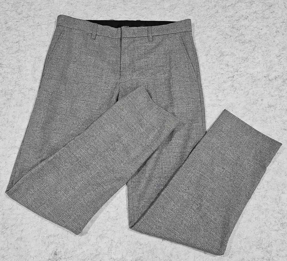Vince, Slim Fit, Plaid, Griffith, Pants, Stretch Fabric, Grey, Mens Sz 31x33 New